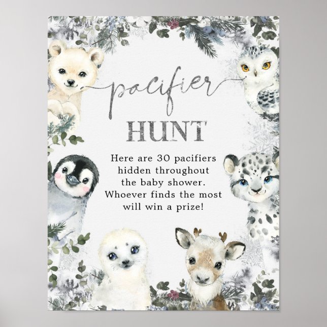 Póster Invierno de los animales del Ártico Rótulo de Caza (Frente)