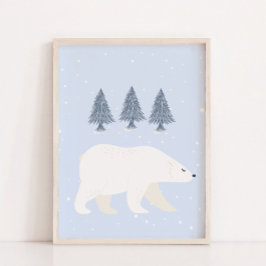 Póster Invierno de Nieve Blanca Polar Oso Nursery Decorac