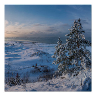 Póster Invierno de nieve Costa del Mar Báltico