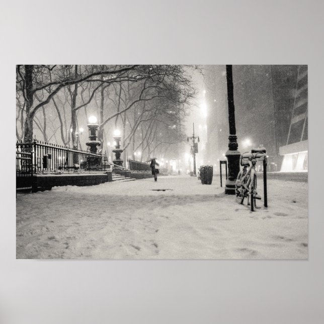 Póster Invierno de Nueva York - Noche de nieve - Parque B (Frente)