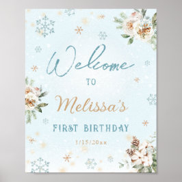 Póster Invierno de Onederland Primer cumpleaños Bienvenid