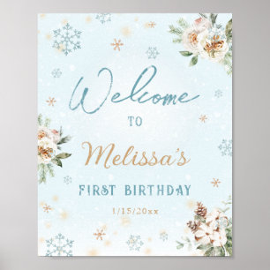 Póster Invierno de Onederland Primer cumpleaños Bienvenid