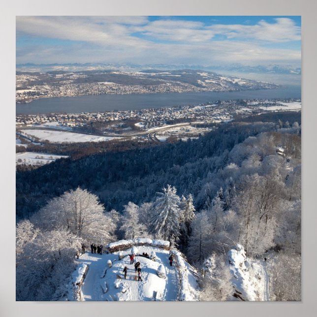 Póster Invierno de Zúrich Suiza (Frente)