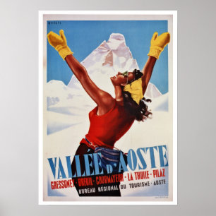 Póster Invierno del vintage que camina viaje italiano de