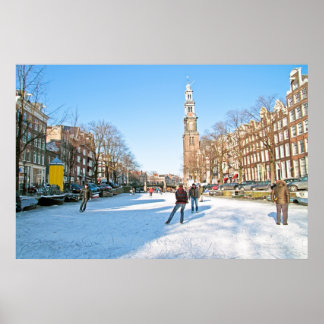 Póster Invierno en Ámsterdam (Países Bajos)