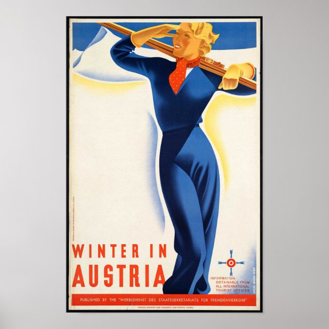 Póster Invierno en Austria - Poster de Viajes Vintage (Frente)