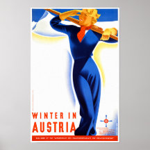Invierno en Austria restauró a Poster de Viajes Vi