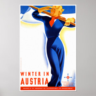 Póster Invierno en Austria restauró a Poster de Viajes Vi