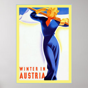 Póster Invierno En Austria: Viajes Vintage