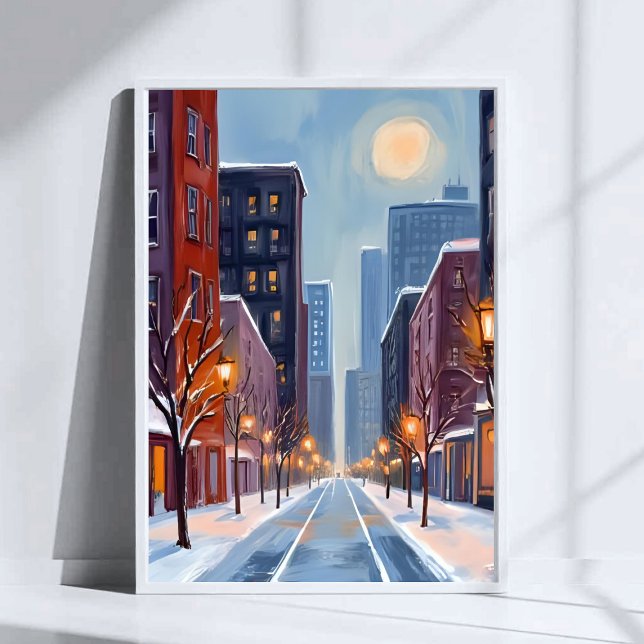 Póster Invierno en Boston | Ciudad de Massachusetts Acuar (Subido por el creador)