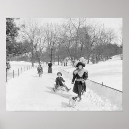 Póster Invierno en Central Park, 1900. Foto antigua