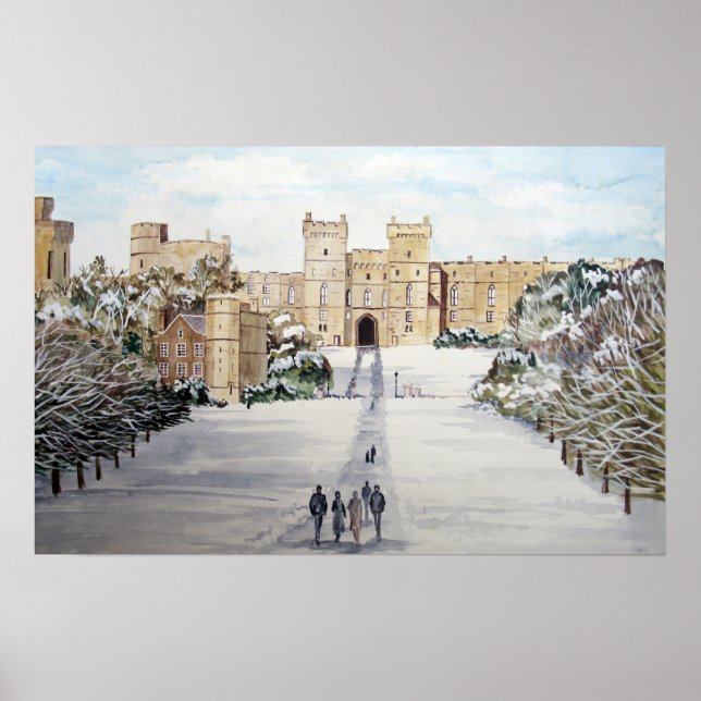 Póster Invierno en el Castillo de Windsor por Farida Gree (Frente)
