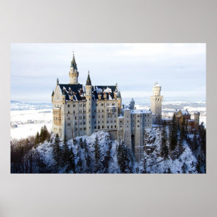 Póster Invierno en el Castillo Neuschwanstein, Alemania B