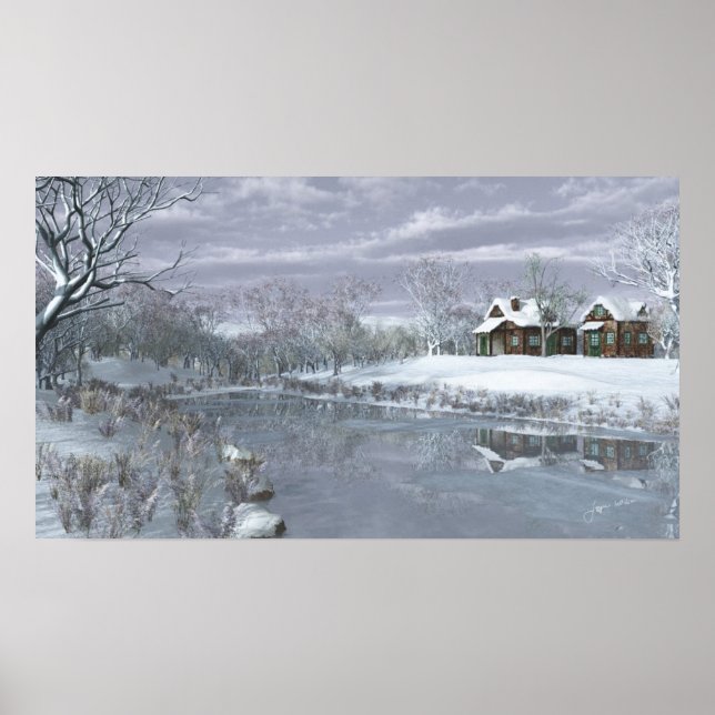 Póster Invierno en el lago Poster (Frente)