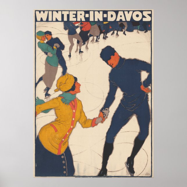 Póster Invierno en el Poster de esquí suizo de Davos (Frente)