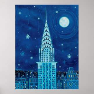 Póster Invierno en el Poster de la ciudad de Nueva York