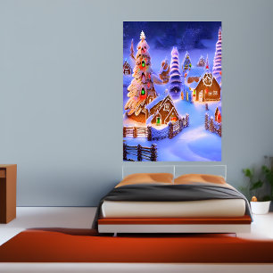 Póster Invierno en el pueblo de Gingerbread   Poster de a