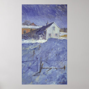 Póster Invierno en la casa de campo de plata