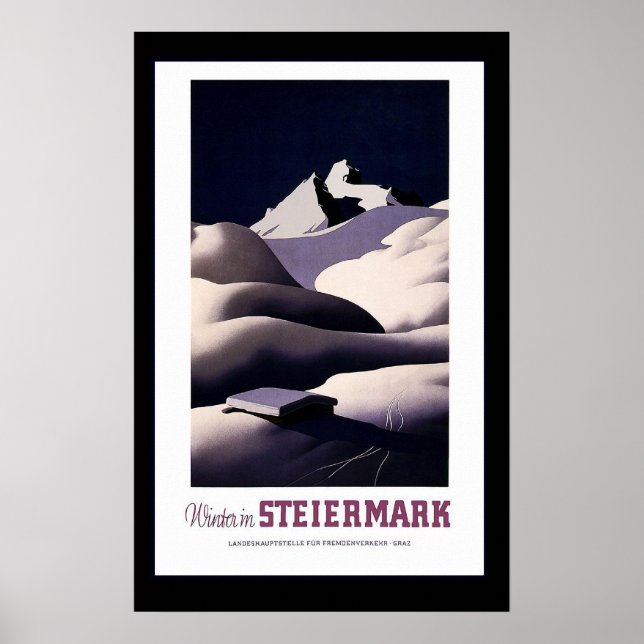Póster "Invierno en Steiermark" Poster de Viajes Vintage (Frente)