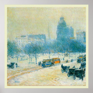 Póster Invierno en Union Square por Frederick Childe Hass