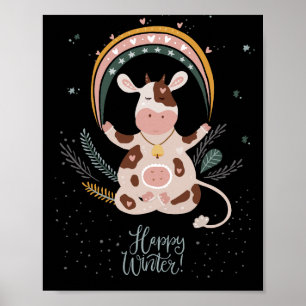 Póster invierno feliz