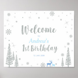 Póster Invierno Fiesta de primer cumpleaños signo de bien