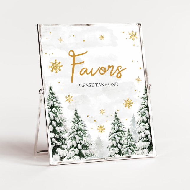 Póster Invierno hace frío afuera los favores (Gender Neutral Snowflake Baby Shower Favors Sign)