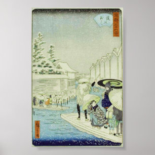 Póster Invierno japonés sobre el agua Art Woodblock Ukiyo
