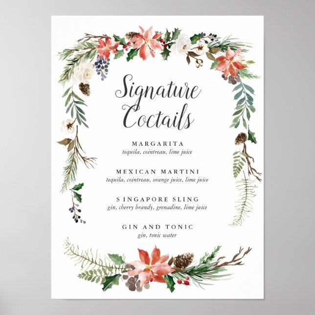 Póster Invierno místico | Rótulo del menú de cócteles de  (Frente)