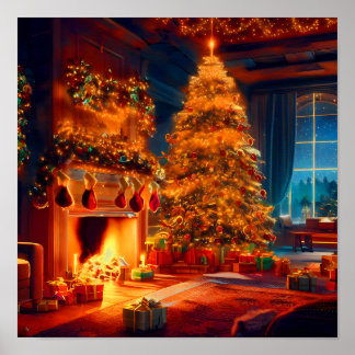 Póster Invierno navideño vintage