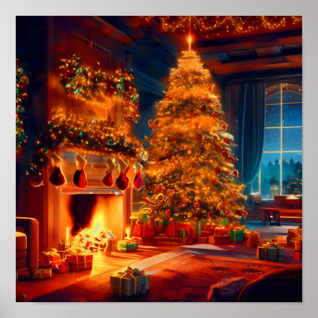 Póster Invierno navideño vintage (Frente)