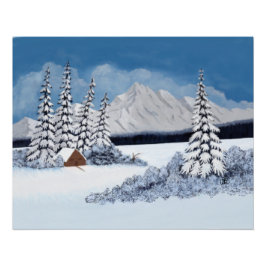 Póster Invierno Nevado Brillante