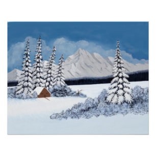 Póster Invierno Nevado Brillante