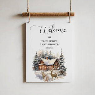 Póster Invierno Nieve Bebé Está Frío Afuera Bienvenido