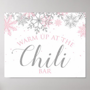 Póster Invierno Onederland Bar de Chili Rosa Copos de Nie