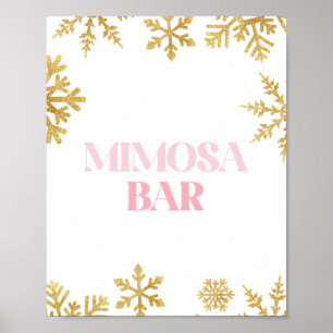 Póster Invierno Onederland Mimosa signo de barra rosa y o