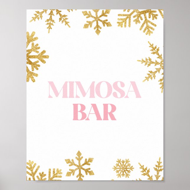 Póster Invierno Onederland Mimosa signo de barra rosa y o (Frente)