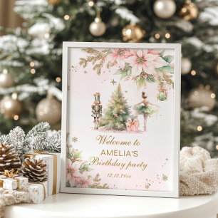 Póster Invierno Onederland Nutcracker oro rosa Bienvenido