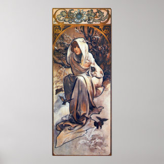 Póster invierno por Alphonse Mucha