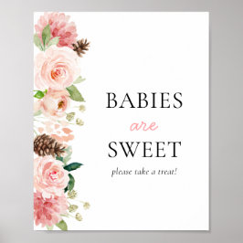 Póster Invierno rosa Baby Shower Los bebés son dulces
