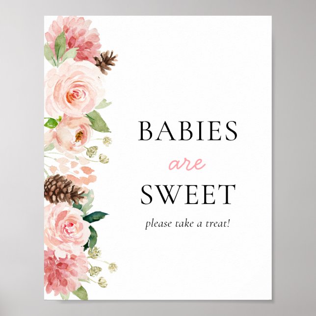 Póster Invierno rosa Baby Shower Los bebés son dulces (Frente)