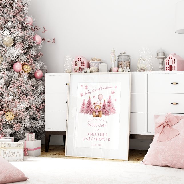 Póster Invierno rosa Teddy Bear Bebé Bebé Bienvenida (Subido por el creador)