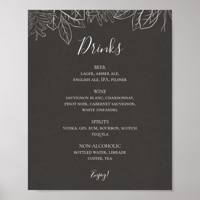 Póster Invierno ruso | Rótulo de menú de bebidas de Boda  (Frente)
