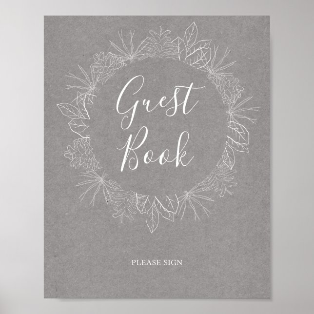 Póster Invierno ruso | Rótulo Gray Guest Book (Frente)