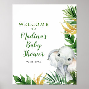 Póster Invitación a Baby Shower de Elephant Boy Tropical