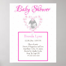 Invitación a Baby Shower rosada de Chica de conejo