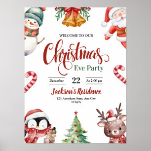 Póster Invitación a cenar la Nochebuena, Fiesta de Navida