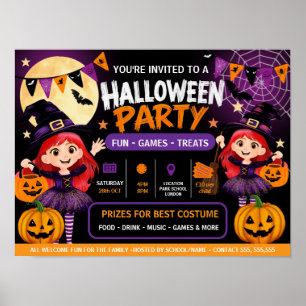 Póster Invitación a fiesta de Halloween para niños   Mons