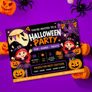 Póster Invitación a fiesta de Halloween para niños   Mons