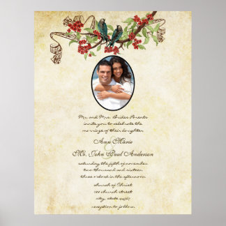Póster Invitación a la boda de la Boda Verde azulada de P